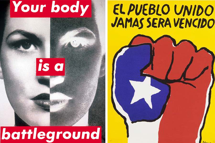 barbara kruger e pueblo unido jamas sera vencido